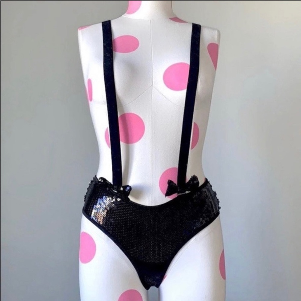 Victoria’s Secret Sequin Tuxedo Suspender Panty